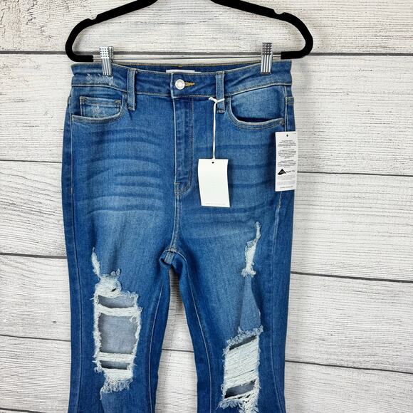 Cello Juniors High Rise Distressed Skinny Flare Boho Rodeo Jeans Size 11 - Picture 11 of 11